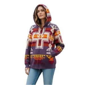 Amerinkas Wool blend Aztec print cabin core oversized sweater jacket